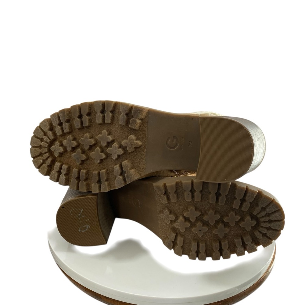 Guess‎ Hiker Grunge Fur Lug Sole Sweater Ankle Booties 9M Camel Chunky Jursy New - Picture 10 of 10